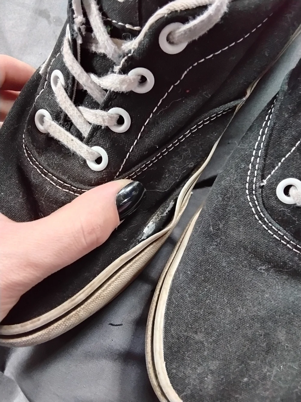 Vans Black Canvas Low-Top Platform Sneakers with White Trim